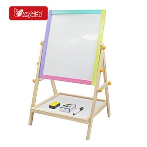 2 IN 1 Easel Chalk Drawing Board Wooden Magentic Whiteboard Blackboard for Kids W12B048B