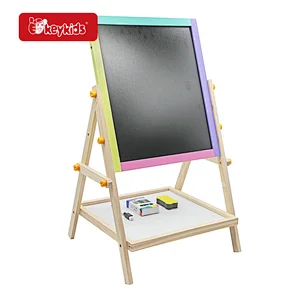2 IN 1 Easel Chalk Drawing Board Wooden Magentic Whiteboard Blackboard for Kids W12B048B